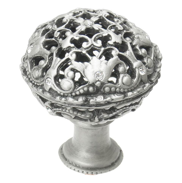 Carpe Diem Hardware - Juliane Grace Large Knob Full Round With 13 Swarovski Clear Crystals In Satin. - Satin