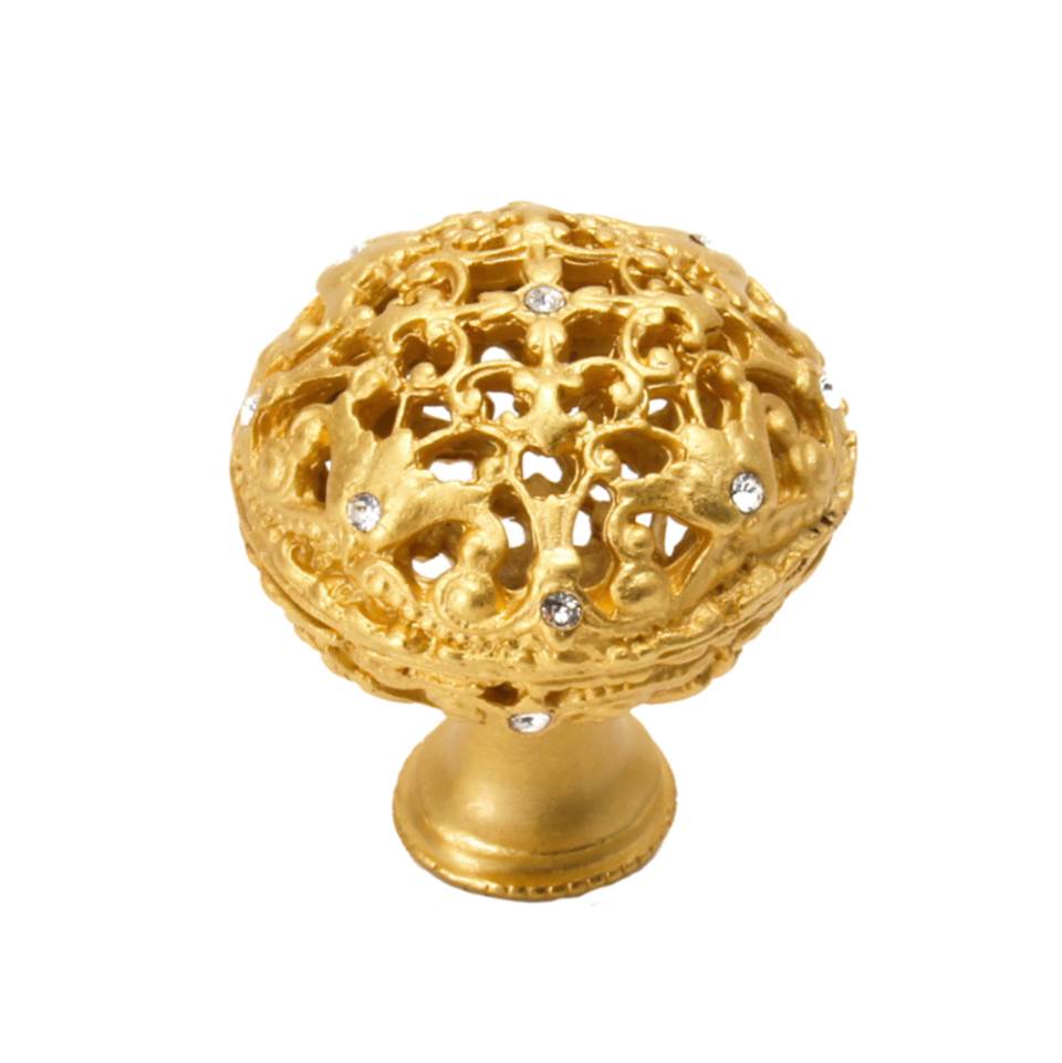 Carpe Diem Hardware - Juliane Grace Large Knob Full Round With 13 Swarovski Clear Crystals In Gilded Mercury. - Gilded Mercury