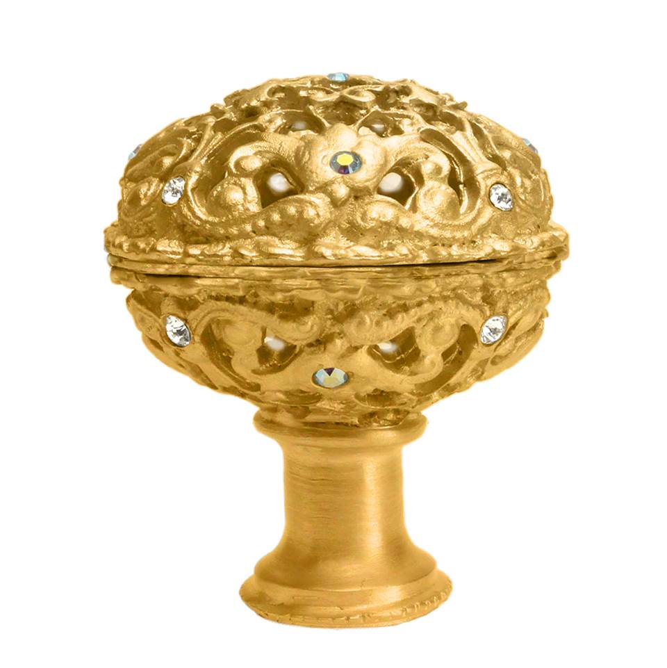 Carpe Diem Hardware - Juliane Grace Large Knob Full Round With 17 Swarovski Clear and Aurore Boreale Crystals - Gilded Mercury