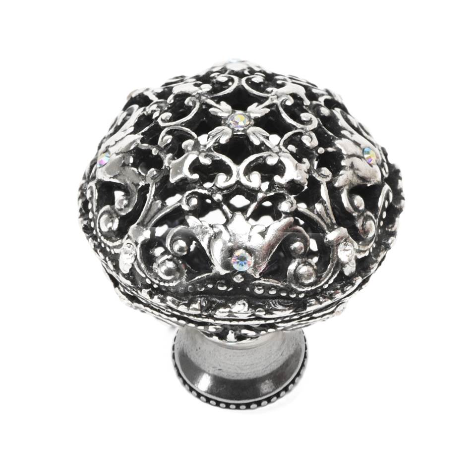 Juliane Grace Large Knob Full Round With 17 Swarovski Clear and Aurore Boreale Crystals