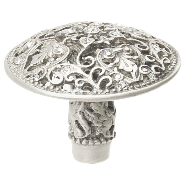 Carpe Diem Hardware - Juliane Grace Large Knob With 17 Swarovski Clear Crystals In Satin. - Satin