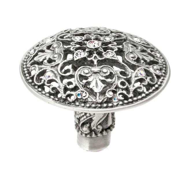 Carpe Diem Hardware - Juliane Grace Large Knob With 17 Swarovski Clear and Aurore Boreale Crystals - Satin