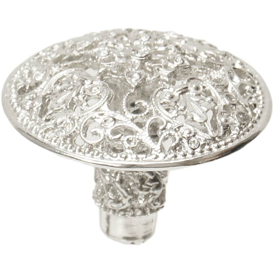 Carpe Diem Hardware - Juliane Grace Large Knob With 17 Swarovski Clear Crystals In Platinum. - Platinum