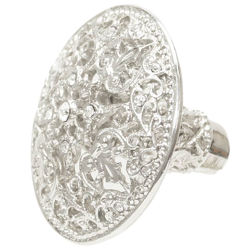 Juliane Grace Large Knob With 17 Swarovski Clear Crystals In Satin.