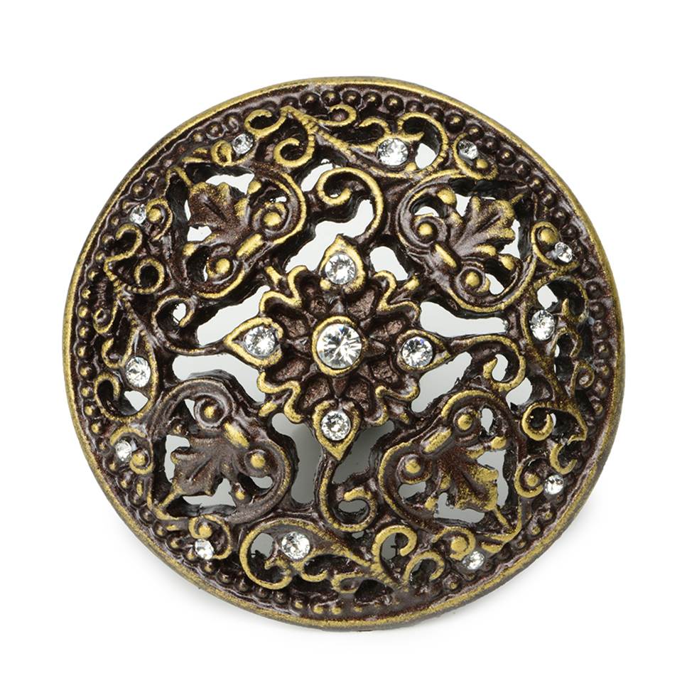 Juliane Grace Large Knob With 17 Swarovski Clear Crystals In Satin.