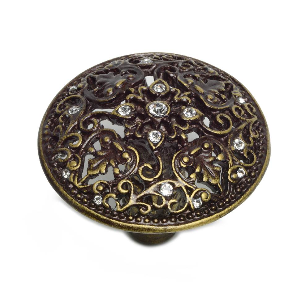 Juliane Grace Large Knob With 17 Swarovski Clear Crystals In Satin.