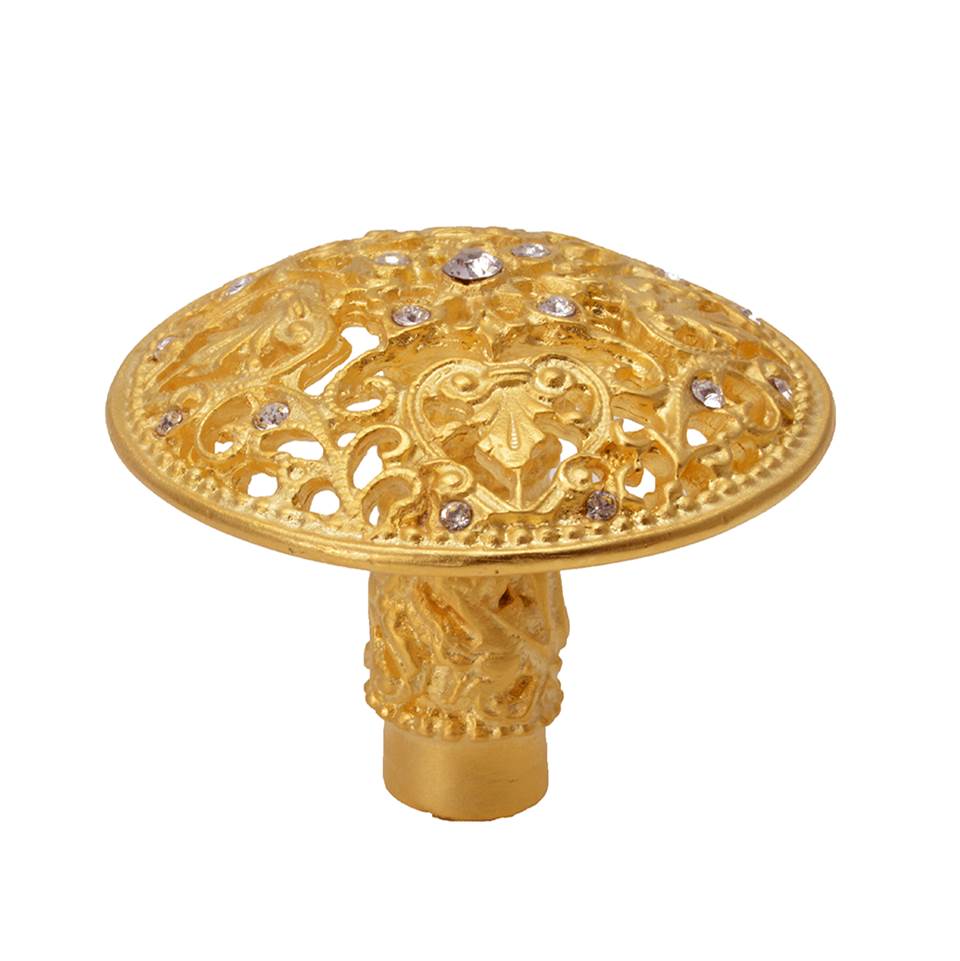 Carpe Diem Hardware - Juliane Grace Large Knob With 17 Swarovski Clear Crystals In Gilded Mercury. - Gilded Mercury