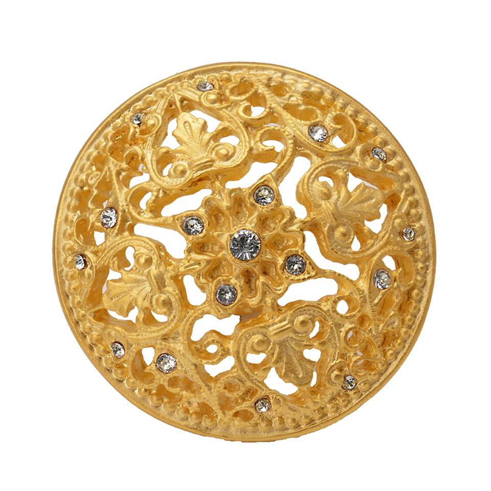 Juliane Grace Large Knob With 17 Swarovski Clear Crystals In Satin.
