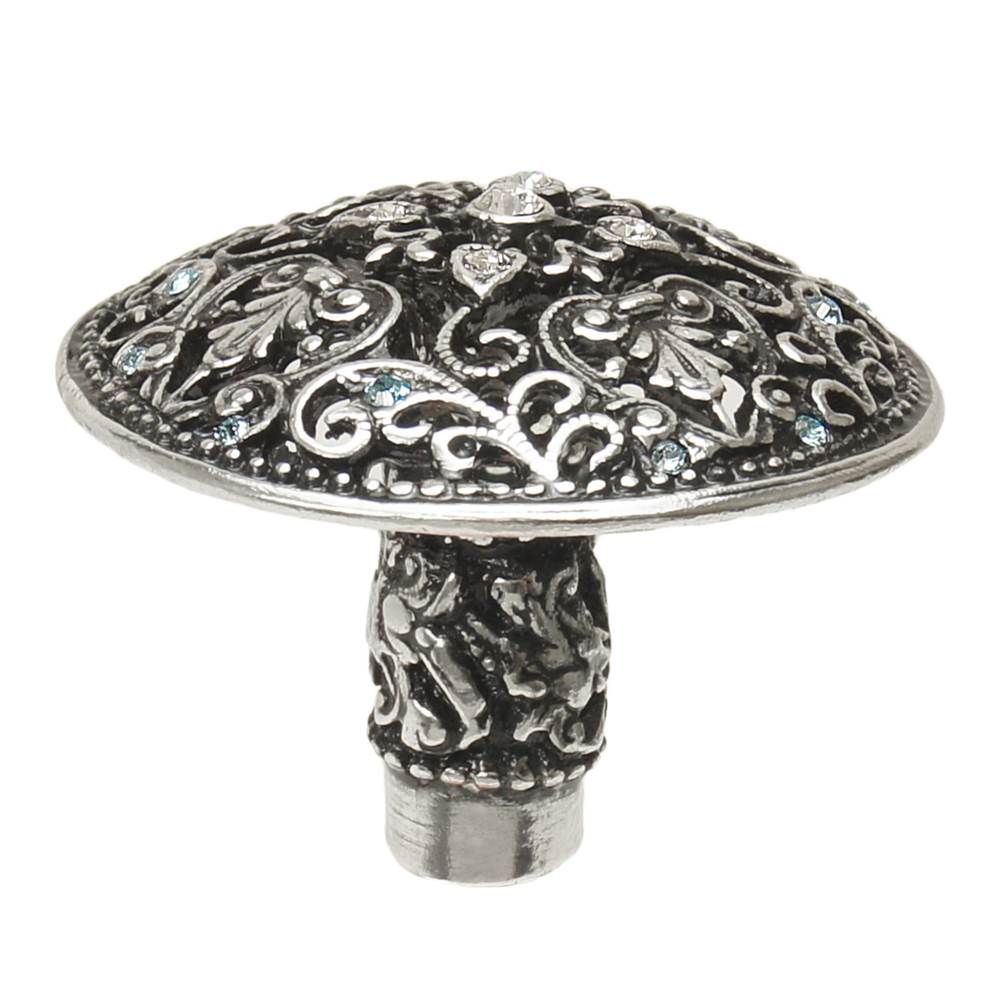 Carpe Diem Hardware - Juliane Grace Large Knob With 17 Swarovski Clear and Aquamarine Crystals In Chalice. - Chalice