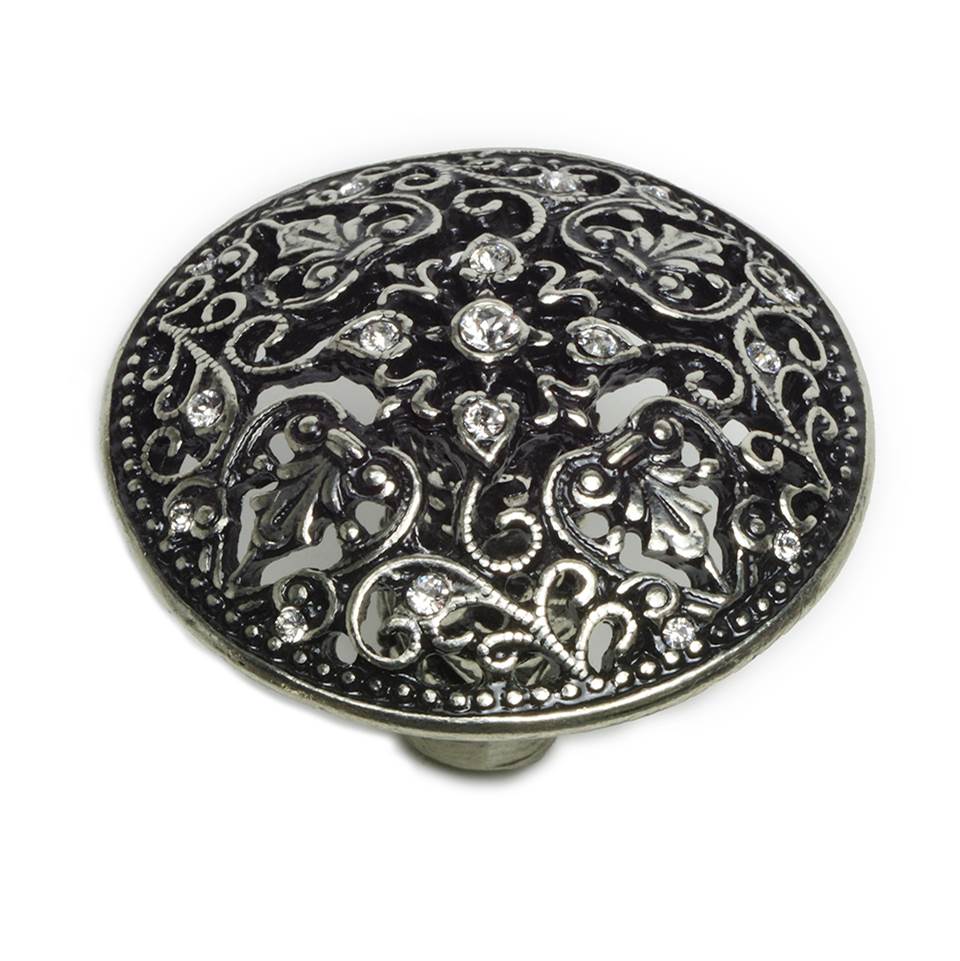 Juliane Grace Large Knob With 17 Swarovski Clear Crystals In Satin.