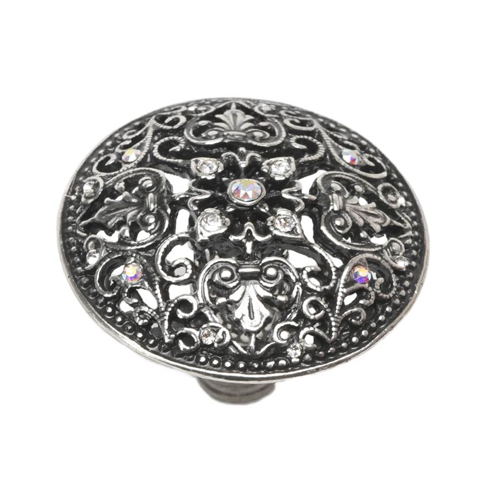 Juliane Grace Large Knob With 17 Swarovski Clear and Aurore Boreale Crystals