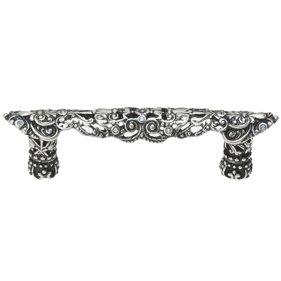 Carpe Diem Hardware - Juliane Grace 3'' O.C. Pull With Clear and Aquamarine Swarovski Crystals In Chalice. - Chalice