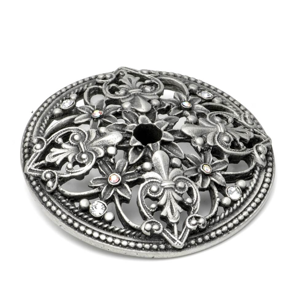 Juliane Grace Escutcheon With Swarovski Clear and Aurore Boreale Crystals
