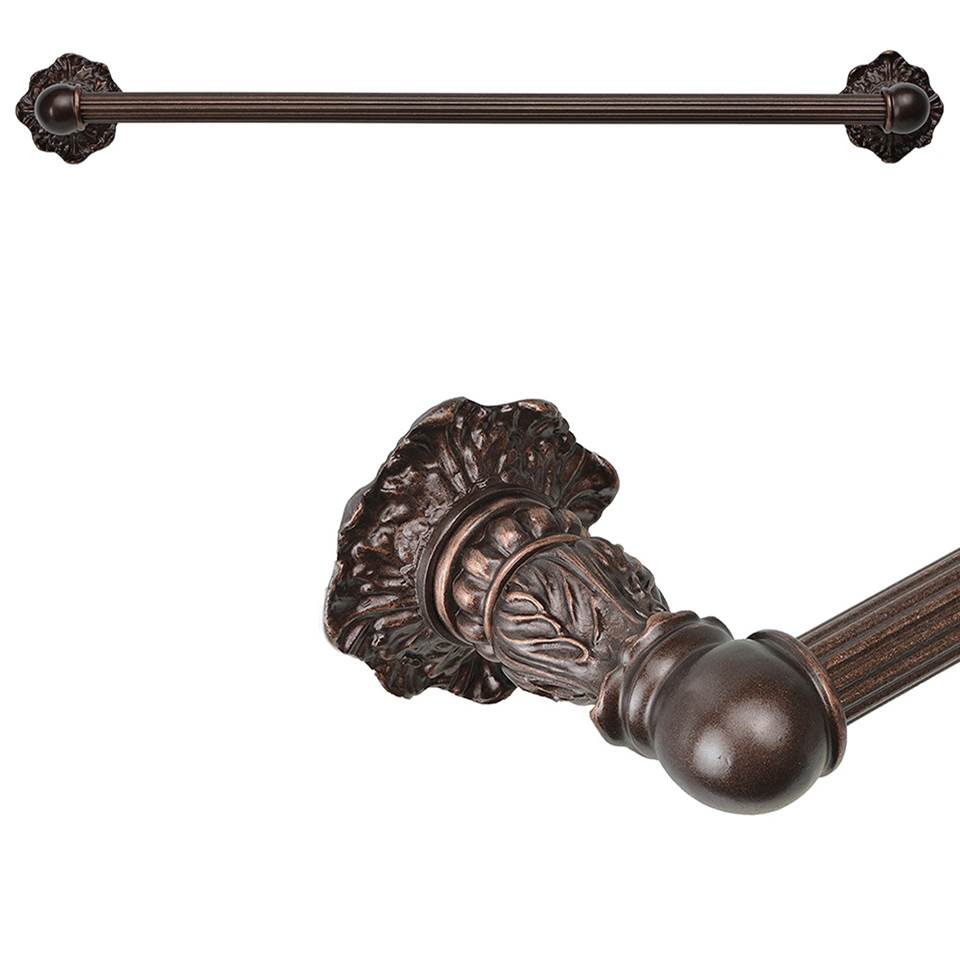 Carpe Diem Hardware - Acanthus 32'' O.C. (Approximately) Towel Bar Renaissance Style With 5/8'' Reeded Center - Oil Rubbed Bronze