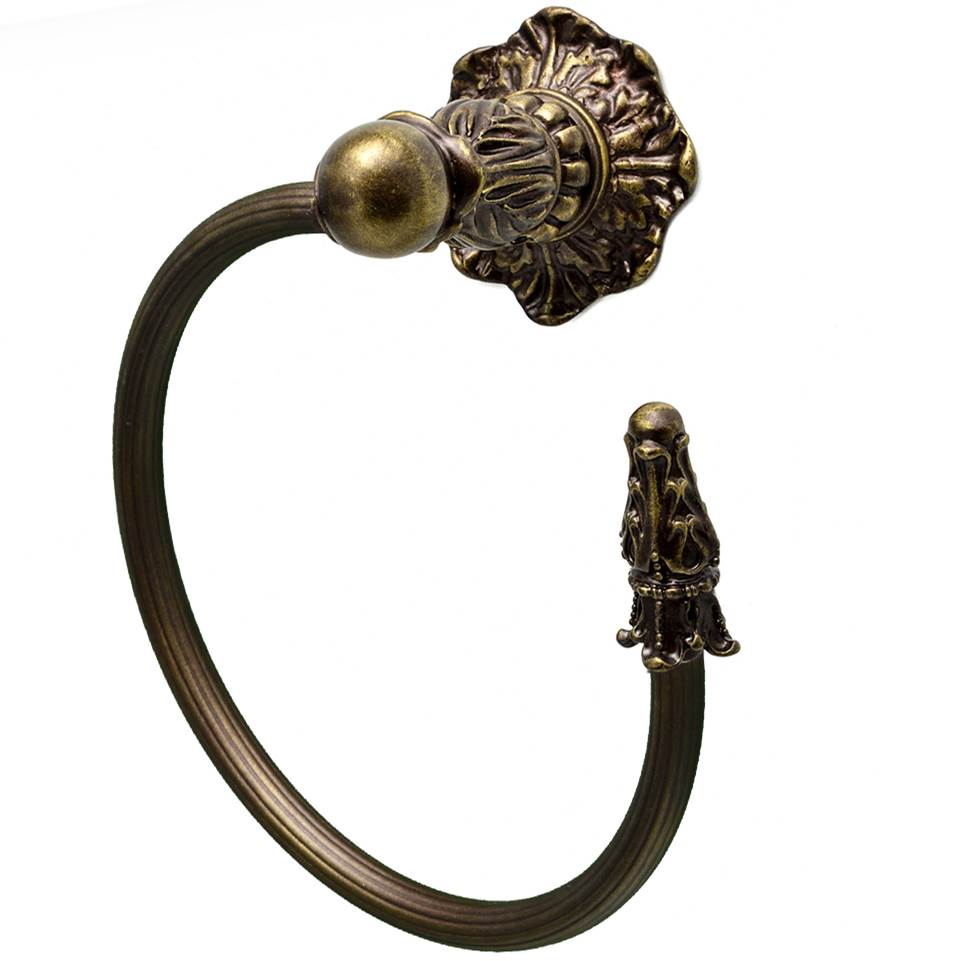 Carpe Diem Hardware - Acanthus Swing Towel Reeded Ring Right Renaissance Style - Antique Brass