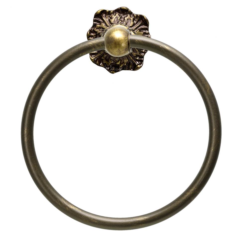 Carpe Diem Hardware - Acanthus Full Swing Towel Smooth Ring Renaissance Style - Antique Brass