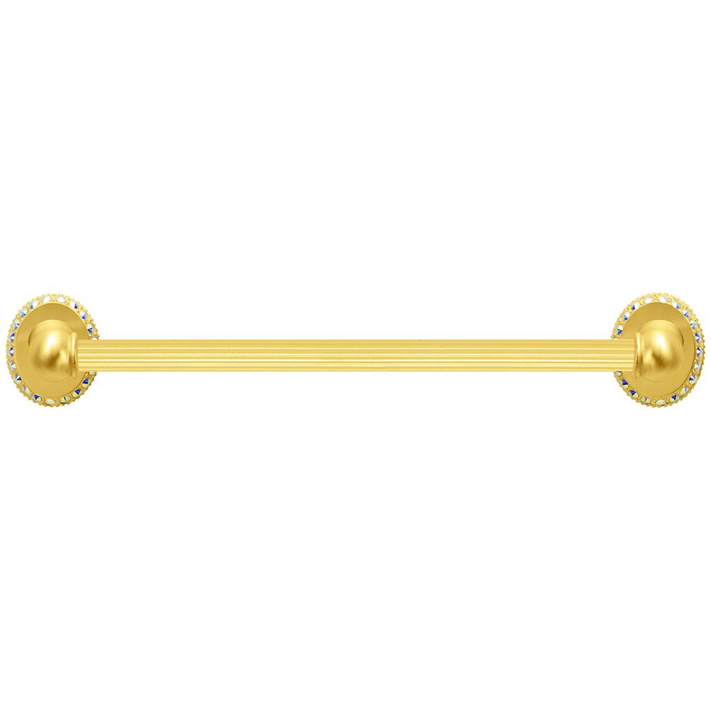 Carpe Diem Hardware - Cache 16'' O.C. (Approximately) Towel Bar 5/8'' Reeded Center W/ Swarovski Aurore Boreale Crystals - Gilded Mercury