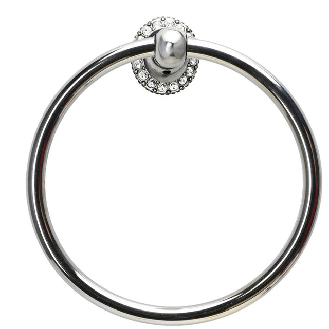 Carpe Diem Hardware - Cache Full Swing Towel Smooth Ring With Swarovski Clear Crystals - Chalice