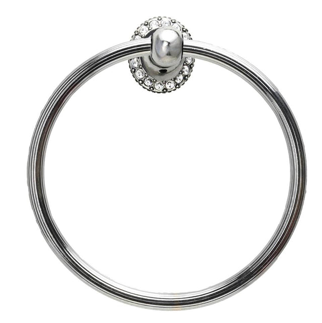 Carpe Diem Hardware - Cache Full Swing Towel Reeded Ring With Swarovski Clear Crystals - Chalice