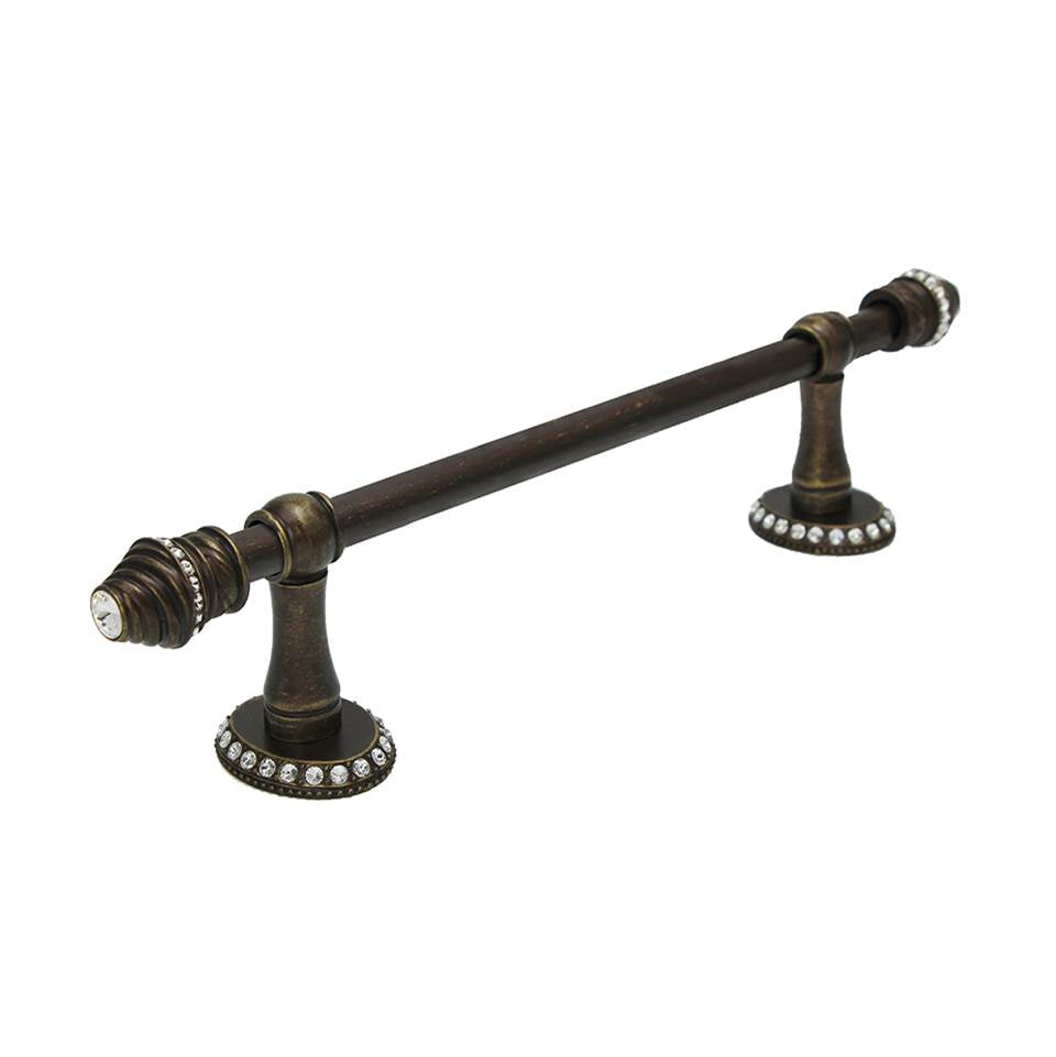 Carpe Diem Hardware - Cache Ii 16'' O.C. (Approximately) Towel Bar With 80 Rivoli Swarovski Clear Crystals With 5/8'' Smooth Center - Antique Brass