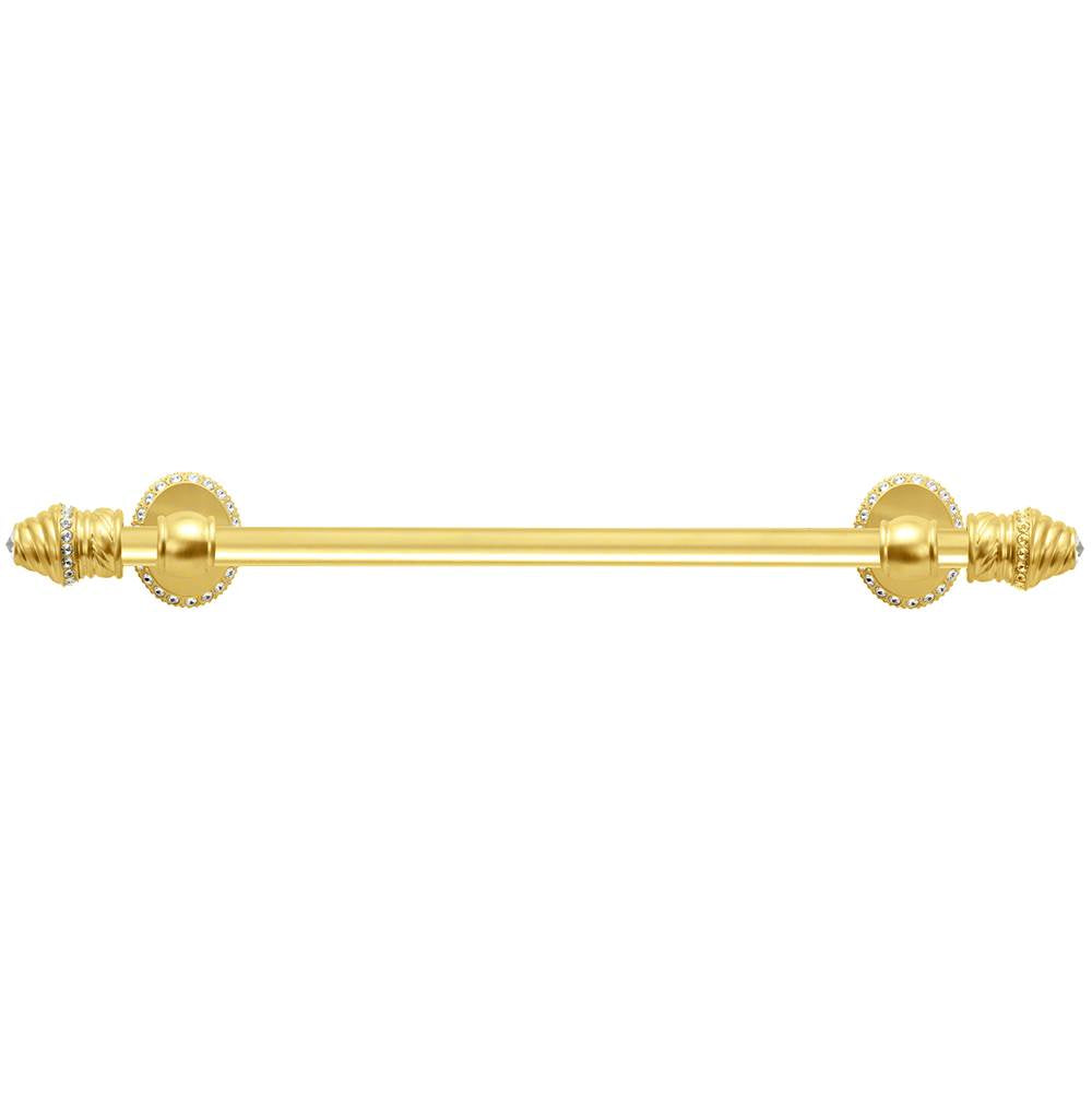 Carpe Diem Hardware - Cache Ii 16'' O.C. (Approximately) Towel Bar With 80 Rivoli Swarovski Clear Crystals With 5/8'' Smooth Center - Gilded Mercury