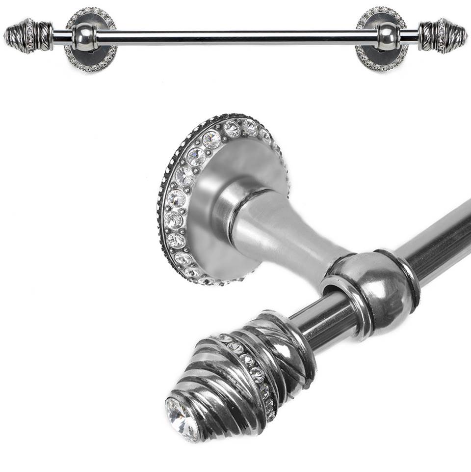Carpe Diem Hardware - Cache Ii 16'' O.C. (Approximately) Towel Bar With 80 Rivoli Swarovski Clear Crystals With 5/8'' Smooth Center - Chalice