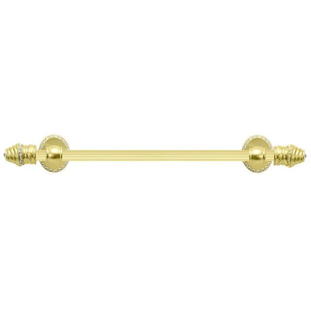 Carpe Diem Hardware - Cache Ii 16'' O.C. Approx Towel Bar w/ 80 Rivoli Swarovski Crystals w/ 5/8'' Reeded Center - Soft Gold