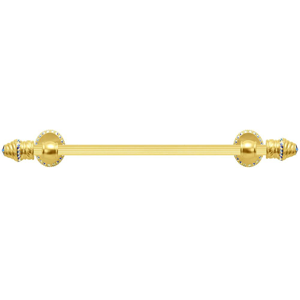 Carpe Diem Hardware - Cache Ii 16'' O.C. (Approximately) Towel Bar With 80 Rivoli Swarovski Aurore Boreale Crystals With 5/8'' Reeded Center - Gilded Mercury