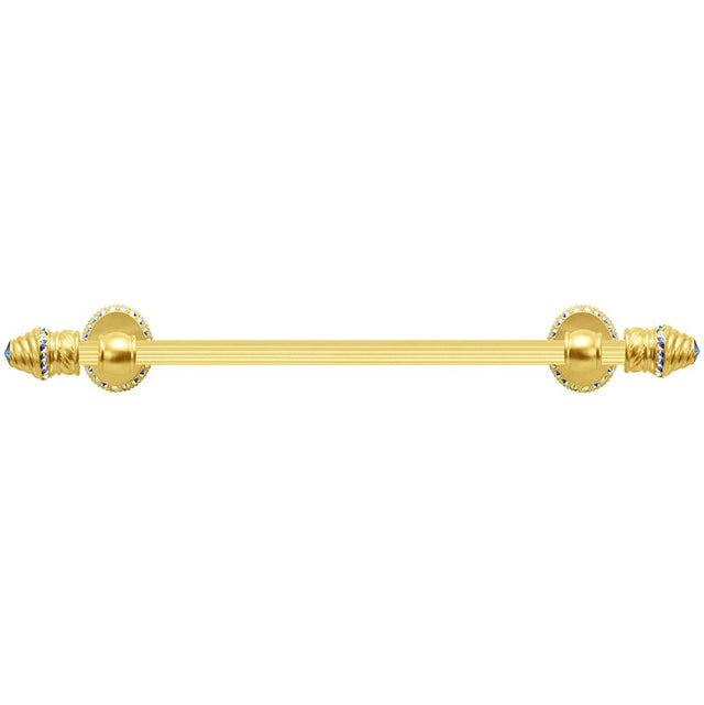 Carpe Diem Hardware - Cache Ii 16'' O.C. (Approximately) Towel Bar With 80 Rivoli Swarovski Aurore Boreale Crystals With 5/8'' Reeded Center - Gilded Mercury