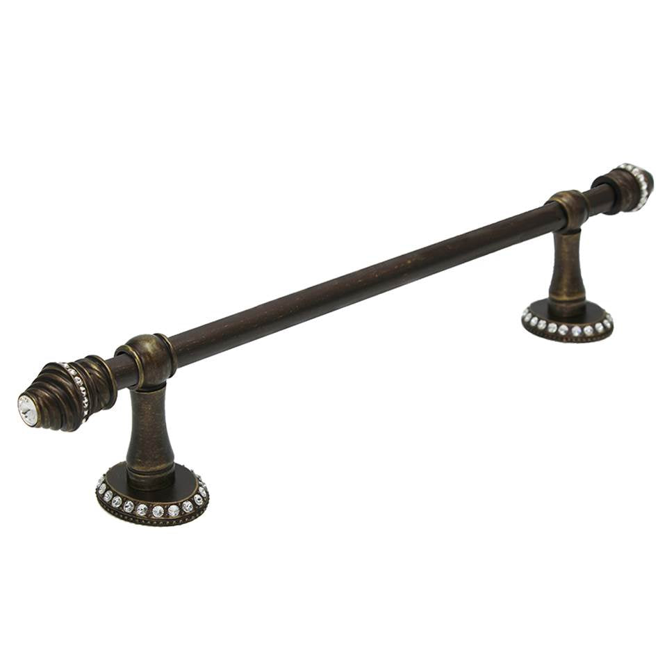 Carpe Diem Hardware - Cache Ii 32'' O.C. (Approximately) Towel Bar With 80 Rivoli Swarovski Clear Crystals With 5/8'' Smooth Center - Antique Brass