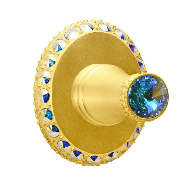 Carpe Diem Hardware - Cache II Hook (Large Escutcheon) With Swarovski Aurore Boreale Crystals - Gilded Mercury