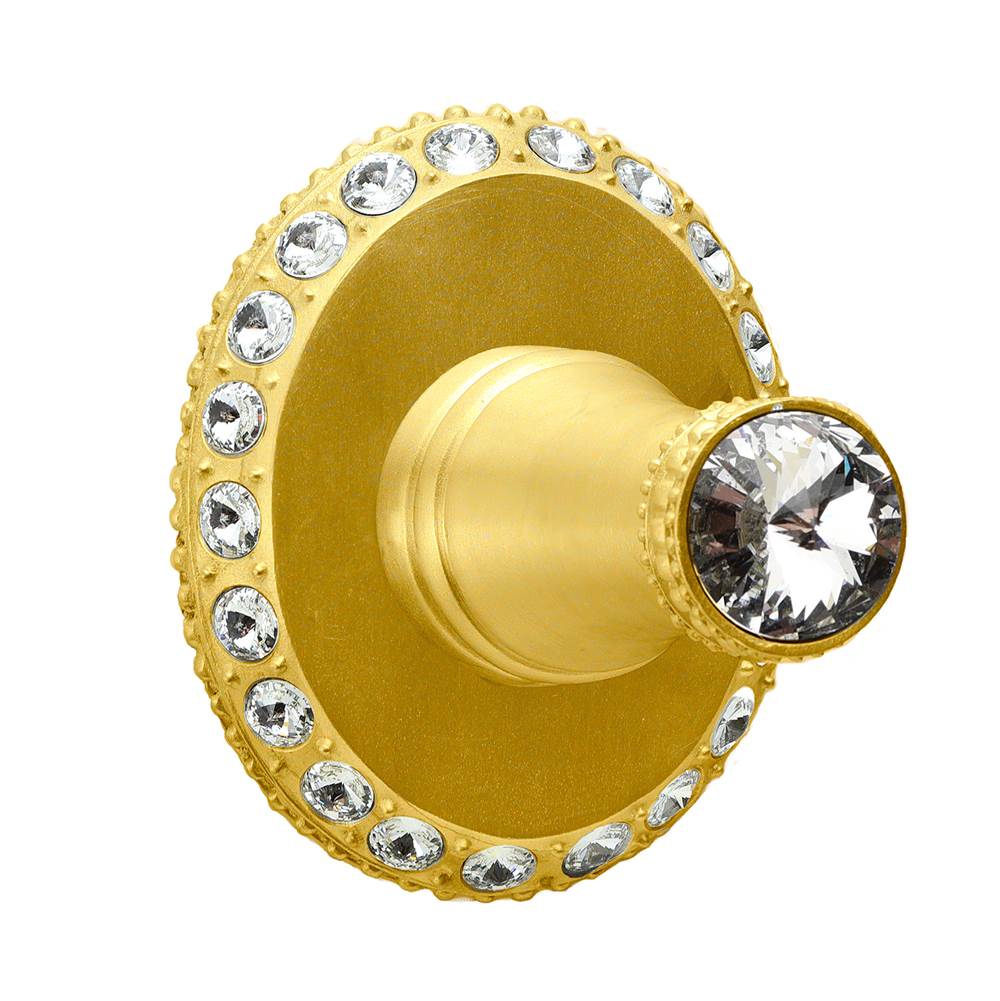 Carpe Diem Hardware - Cache II Hook (Large Escutcheon) With Swarovski Clear Crystals - Gilded Mercury