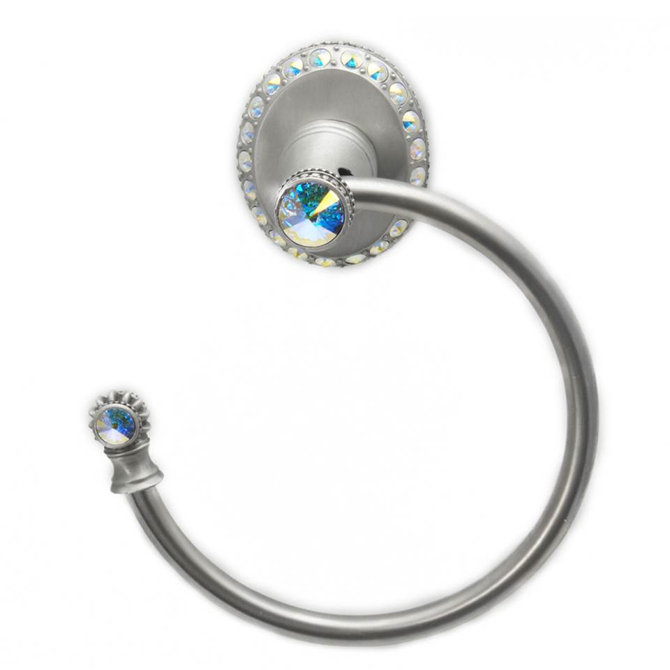 Carpe Diem Hardware - Cache Ii Swing Towel Smooth Ring Left With Swarovski Aurore Boreale Crystals - Satin