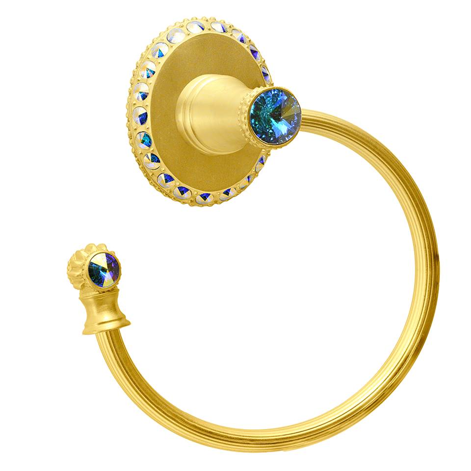 Carpe Diem Hardware - Cache Ii Swing Towel Reeded Ring Left With Swarovski Aurore Boreale Crystals - Gilded Mercury