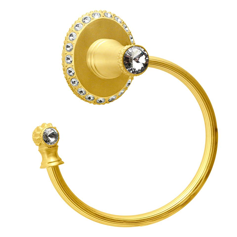 Carpe Diem Hardware - Cache Ii Swing Towel Reeded Ring Left With Swarovski Clear Crystals - Gilded Mercury