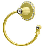 Carpe Diem Hardware - Cache Ll Full Swing Towel Smooth Ring Right w/ Swarovski Crystals - Antique Brass
