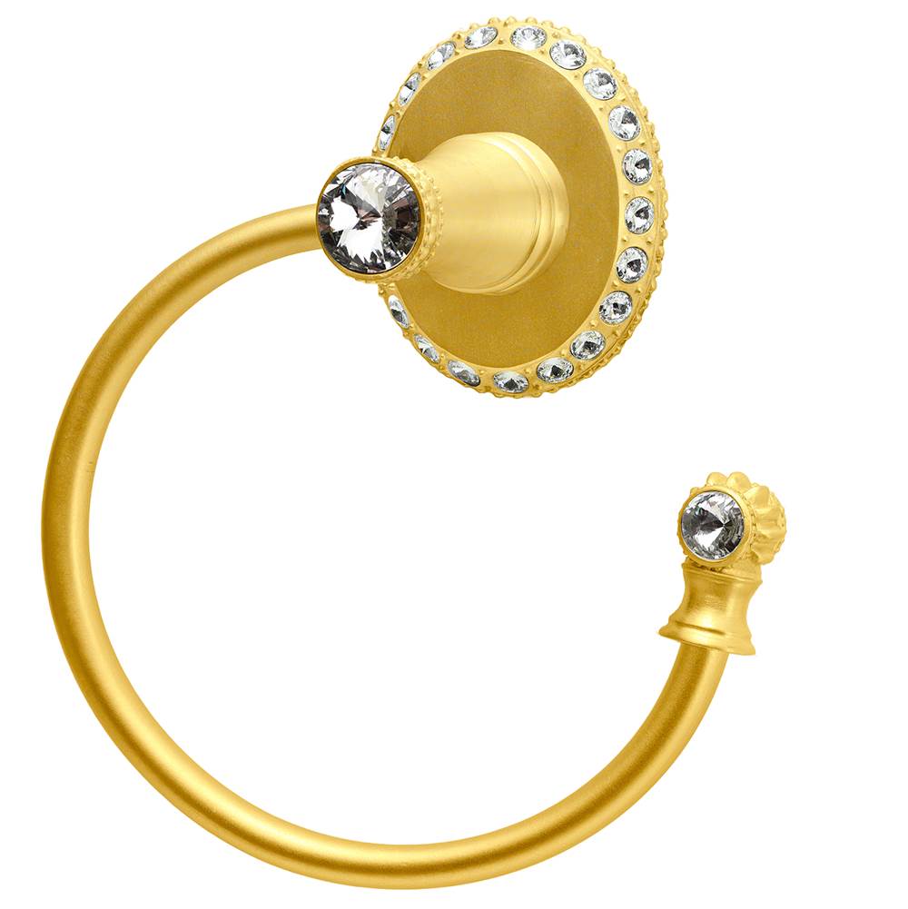 Carpe Diem Hardware - Cache Ii Swing Towel Smooth Ring Right With Swarovski Clear Crystals - Gilded Mercury