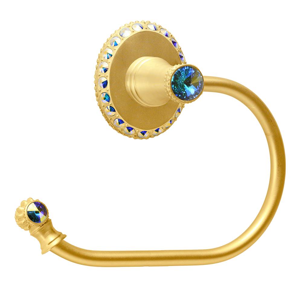 Carpe Diem Hardware - Cache Ii Swing Tissue Smooth Ring Left With Swarovski Aurore Boreale Crystals - Gilded Mercury