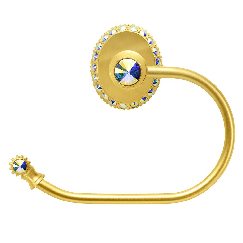 Cache Ii Swing Tissue Smooth Ring Left With Swarovski Aurore Boreale Crystals