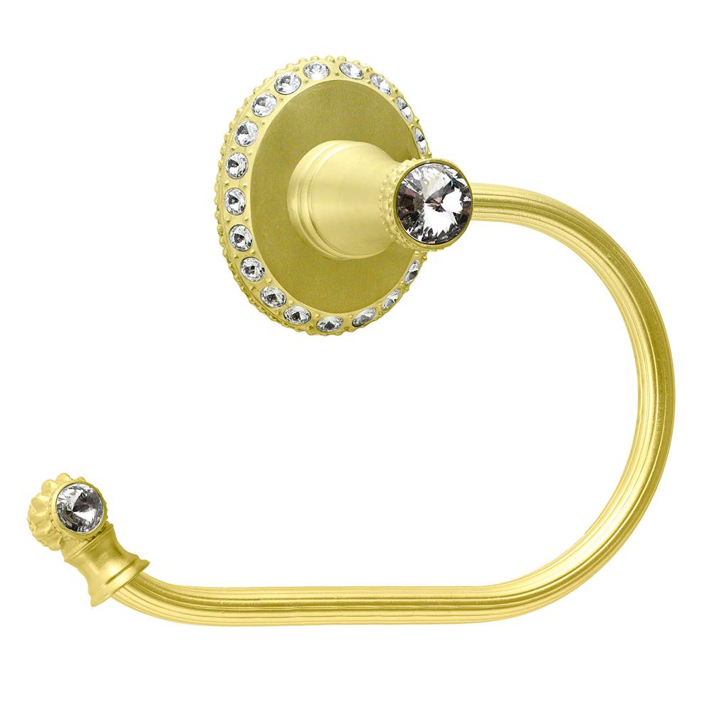 Carpe Diem Hardware - Cache Ii Swing Towel Smooth Ring Left w/ Swarovski Crystals - Antique Brass