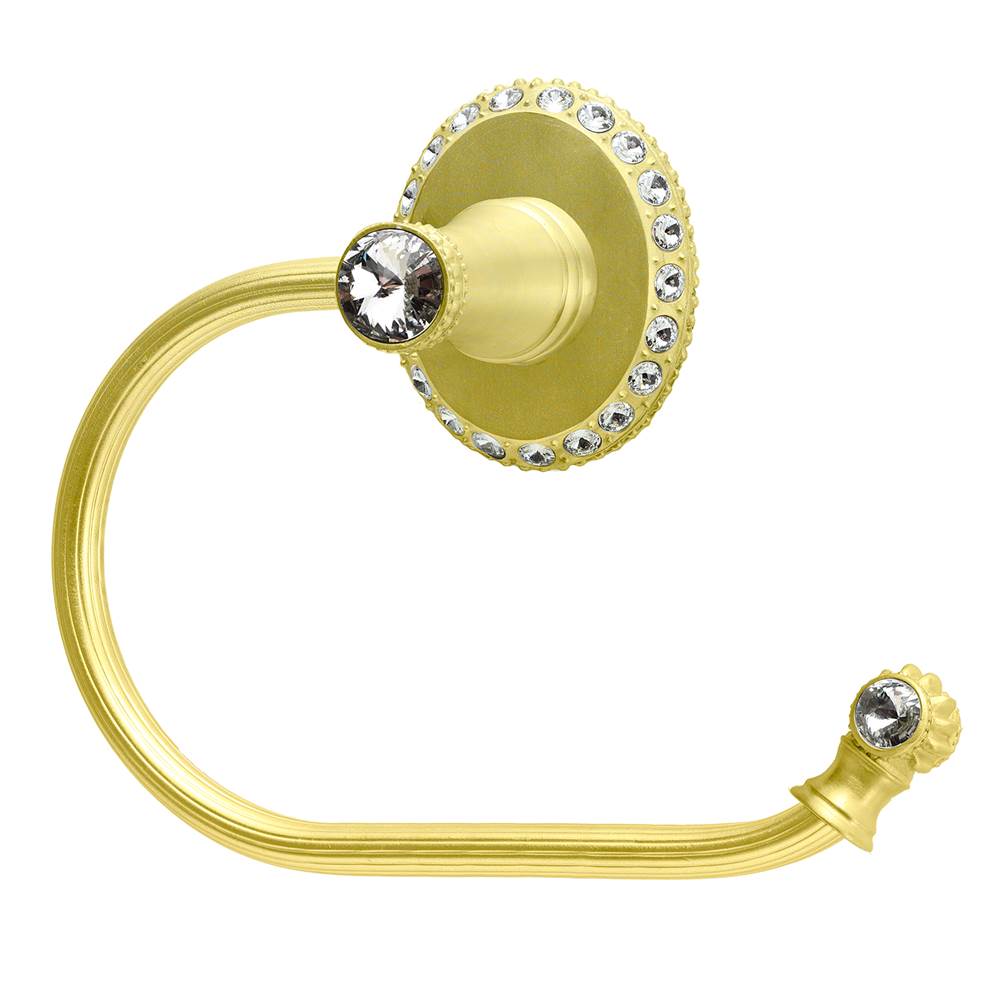 Carpe Diem Hardware - Cache Ii Swing Towel Smooth Ring Right w/ Swarovski Crystals - Antique Brass