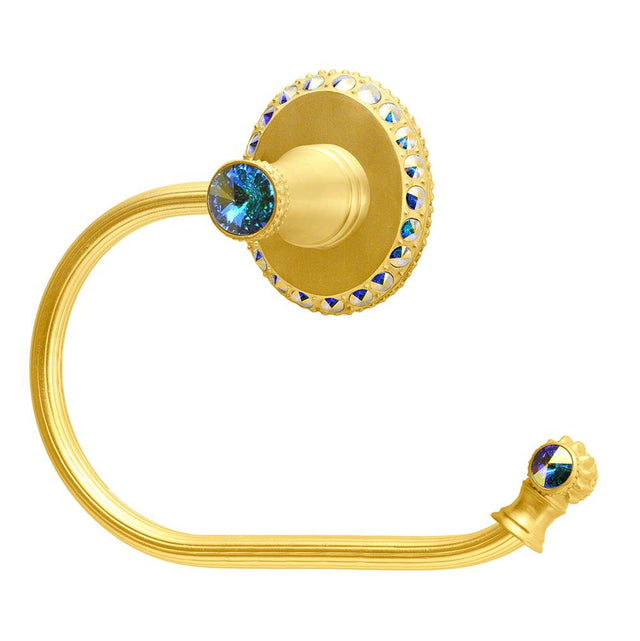 Carpe Diem Hardware - Cache Ii Swing Tissue Reeded Ring Right With Swarovski Aurore Boreale Crystals - Gilded Mercury
