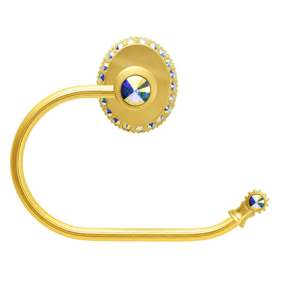 Cache Ii Swing Tissue Reeded Ring Right With Swarovski Aurore Boreale Crystals