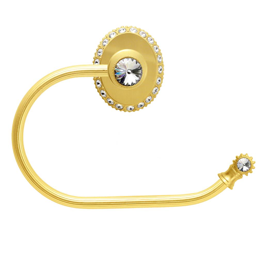 Cache Ii Swing Tissue Reeded Ring Right With Swarovski Clear Crystals