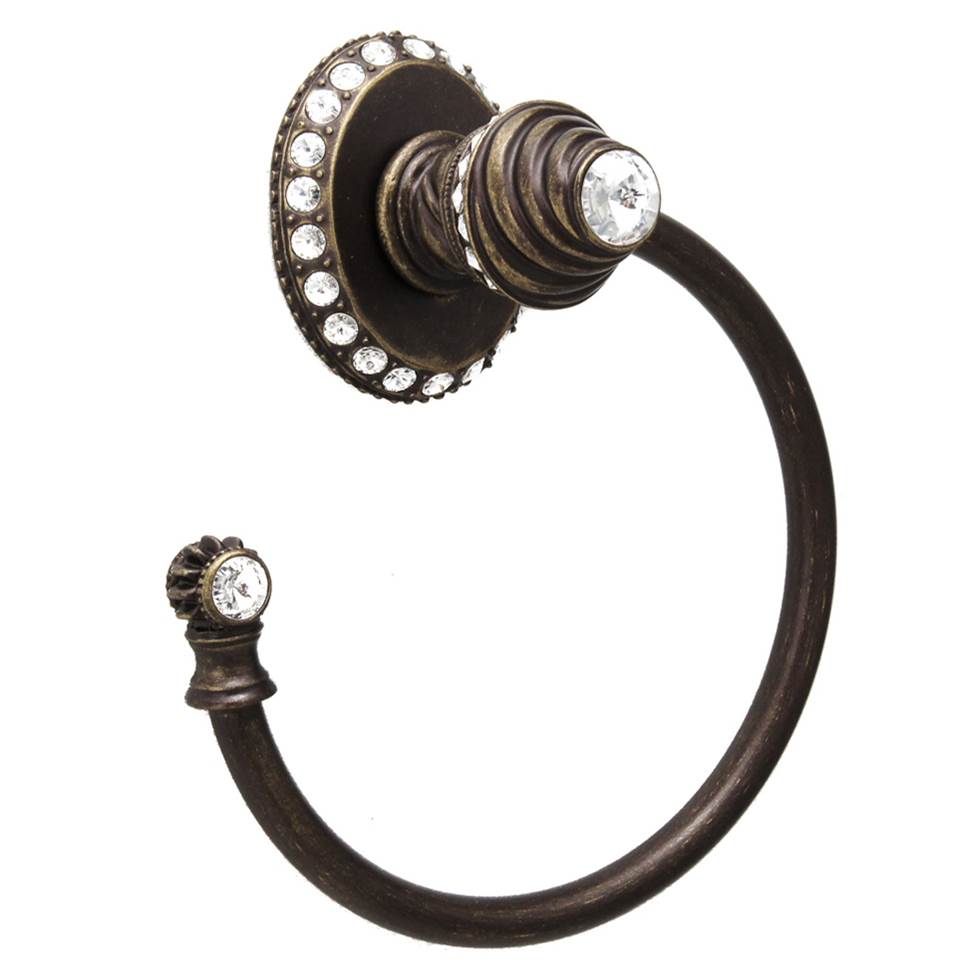 Cache Ll Large Swing Towel Smooth Ring Left With 42 Rivoli Swarovski Clear Crystals