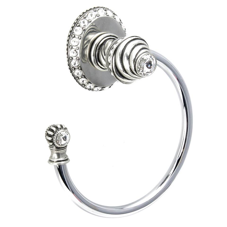 Carpe Diem Hardware - Cache Ll Large Swing Towel Smooth Ring Left With 42 Rivoli Swarovski Clear Crystals - Chalice