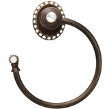 Carpe Diem Hardware - Cache Ll Large Swing Towel Reeded Ring Left With 42 Rivoli Swarovski Clear Crystals - Antique Brass