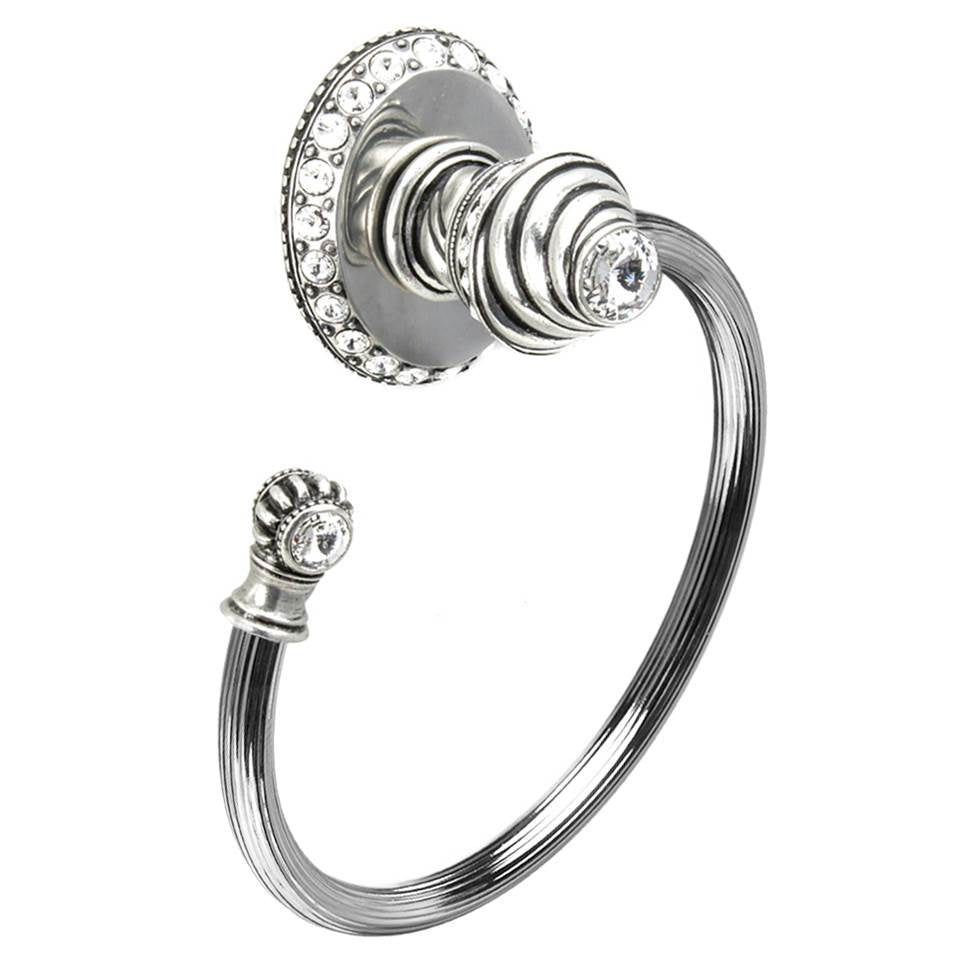 Carpe Diem Hardware - Cache Ll Large Swing Towel Reeded Ring Left w/ 42 Rivoli Swarovski Crystals - Chalice