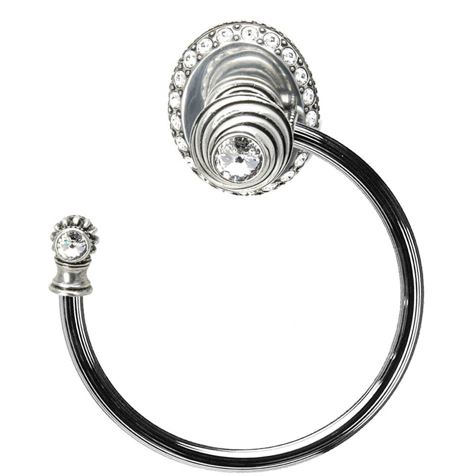 Cache Ll Large Swing Towel Reeded Ring Left With 42 Rivoli Swarovski Clear Crystals