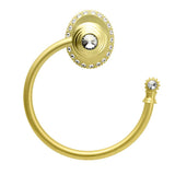 Carpe Diem Hardware - Cache Ll Large Swing Towel Smooth Ring Right w/ 42 Rivoli Swarovski Crystals - Soft Gold